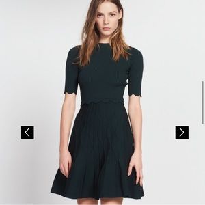 Sandro Ange Scalloped A-Line Dress Green Size 3 or size medium / large
